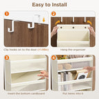 Over The Door Organizer, 8 Shelf Door Hanging Organizers with 8 Large Capacity Pockets, Back of Door Organizer Storage Hanging Shelves for Closet Bathroom Bedroom Nursery