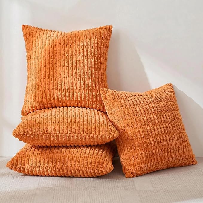 Fancy Homi 4 Packs Decorative Throw Pillow Covers for Living Room Couch Bed, Modern Farmhouse Boho Home Décor Accent Cushion Case, 14" x 14", Orange