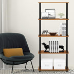 Furinno TURN-N-TUBE Storage Shelves, 5-Tier Book Shelf, Corner Shelf, Toolless Open Shelves, for Organization and Storage, Living Room, Garage, Home Office, Light Cherry