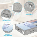 3 Inch Low Profile Under Bed Storage Drawer 4 Pack, Lightweight Underbed Clothes Storage Container Bins with NO STURCTURE, Shallow Storage Bag for Dorm & Home, With Clear Lids & Water-Resistant Fabric