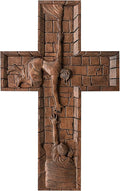 BGCOPPER Crucifix Wall Cross Handmade Wooden Cross with Hook, Christian Wall Art Jesus Wall Cross Gifts for Church Home Room Decor Christmas Cross - 6 Inch