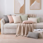 MIULEE Pack of 2 Corduroy Decorative Lumbar Throw Pillow Covers 24x14 Inch Soft Boho Striped Pillow Covers Modern Farmhouse Home Decor for Sofa Living Room Couch Bed Cream White