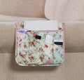 Brilliant Sunshine Pink and Green Rose Patchwork Sofa Armrest 5 Pockets Organizer, Slip Resistant Armchair Caddy, Washable Remote Controls Holder, Storage for Magazine, Tablet, 35×13", Pink Green