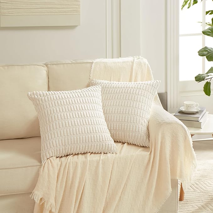 Fancy Homi 4 Packs Decorative Throw Pillow Covers for Living Room Couch Bed, Modern Farmhouse Boho Home Décor Accent Cushion Case, 28" x 28", Neutral