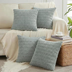 Fancy Homi 4 Packs Decorative Throw Pillow Covers for Living Room Couch Bed, Modern Farmhouse Boho Home Décor Accent Cushion Case, 16" x 16", Grey Blue