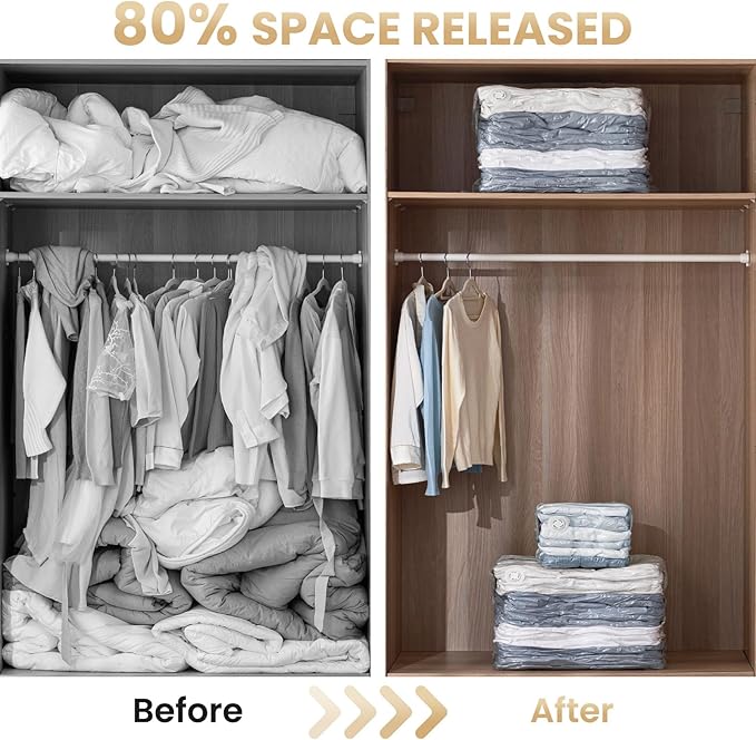 TAILI 8 Pack Vacuum Storage Bags, Cube Space Saver Bags Combo(3 Jumbo +5 Medium), Vacuum Seal Bags for Bedding, Clothing, Comforters, Blankets, Closet Oragnizaer and Space Saving