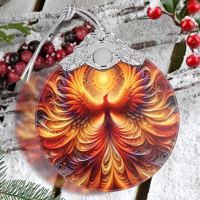 Phoenix Stained Glass Hanging Ornament - Christmas Tree Decoration Idea