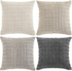 Fancy Homi 4 Packs Decorative Throw Pillow Covers for Living Room Couch Bed, Modern Farmhouse Boho Home Décor Accent Cushion Case, 12" x 12", Grey Series