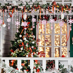 Giegxin 32 Pcs Crystal Christmas Ornaments Crystal Hanging Snowflakes Acrylic Xmas Tree Icicle Drop Decorations with Hooks for Christmas Snow Party Winter(Pink)