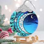 Art Blue Moonlight Stained Glass Orament - Christmas Ornament - Christmas Decorations for Tree - Holiday Present ldeas - Gift Exchange