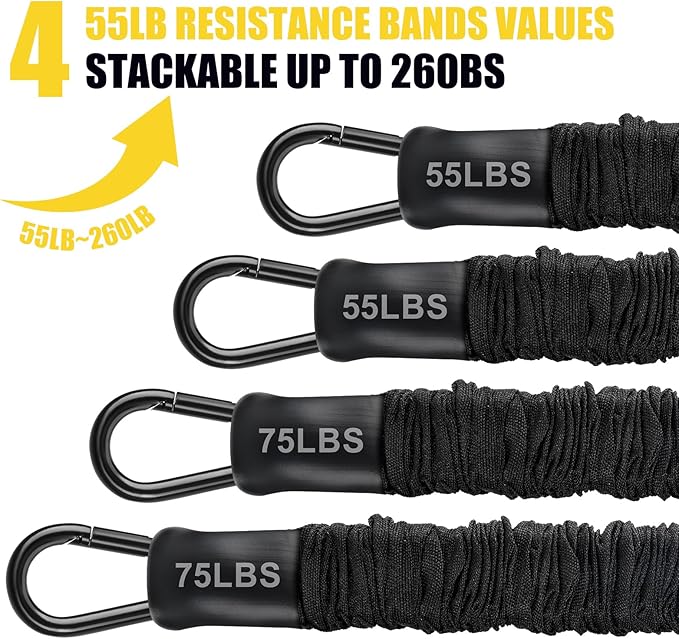 Pull Up Assistance Bands 260lbs, Heavy Pull Up Bands Resistance Bands for Pull Ups Working Out with Feet Rest, Pull Up Bar Bands Assistance Bands Strength Training Workout Equipment, Height Adjustable
