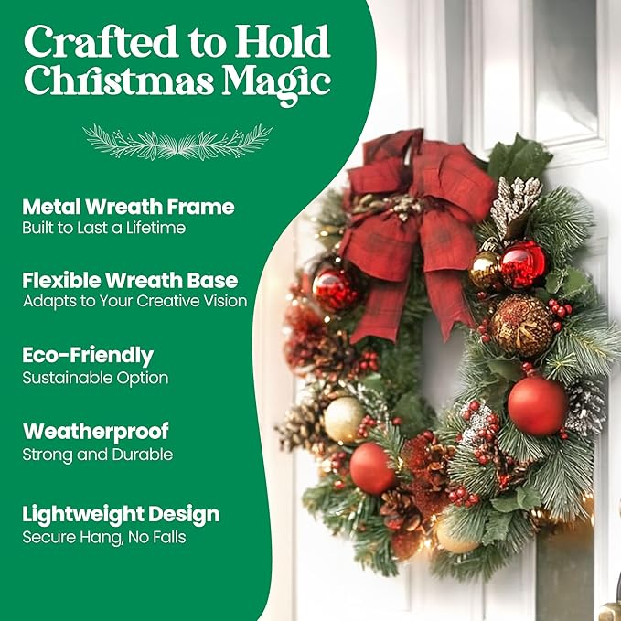 10-Pack 8 Inch Wire Wreath Frame – Round Metal Wreath Form with Ring Design for DIY Crafts, Floral Projects, and Home Decor – Dark Green Wire Frame for Christmas Holiday & Weddings