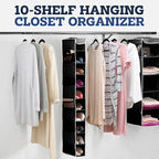 ZOBER Hanging Closet Organizer, 10-Shelf - Hanging Storage Organizer Shelves for Clothes, Towels, Toys - College Dorm Room, Nursery, & Home Closet