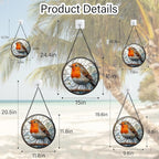 Stained Glass Window Hanging - Orange Grey Robin Sun Catcher for Door Garden Home Decor Bird Lovers Suncatcher Christmas Mother's Day Birthday Gifts for Women Men Mom Nana 11.8 in