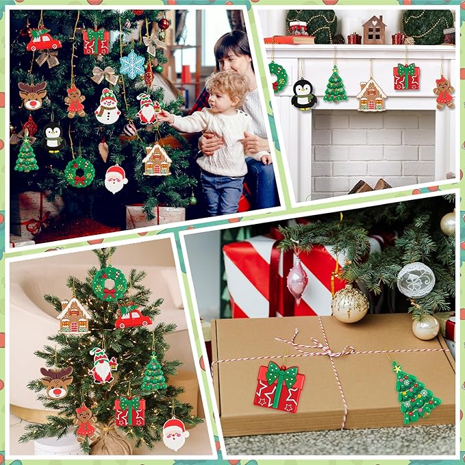 kockuu Christmas Ornaments for Tree Decorations, 12pcs Soft PVC Hanging Ornaments Snowflake Gingerbread House Snowman for Christmas Tree Gift Box, Winter Holiday Party, Home, Office Decor