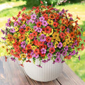 Artificial Flowers Faux Plants Outdoor Fake Flowers Spring Decor,12 Bundles Realistic Plastic Plant Colorful Daisy UV Resistant for Porch Patio Home Yard Garden Window Box Pot Planters