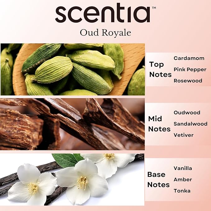Scentia Diffuser Oil Inspired by TF's Oud Wood Perfume, Oud Royal Fragrance Oil, Aromatherapy Essential Oil Fragrance Set for Ultrasonic, Cold Diffusers - Thanksgiving & Holiday Gift 50 mL, 1.67Fl Oz
