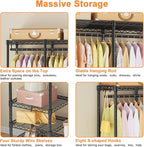 Ulif F4 Heavy Duty Clothes Rack (With Hanger Rod) Freestanding Clothing Racks for Hanging Clothes，Adjustable Closet Organizer System, Portable Garment Rack 45"W x 15.8"D x 71.3"H,Max Load 600LBS,Black