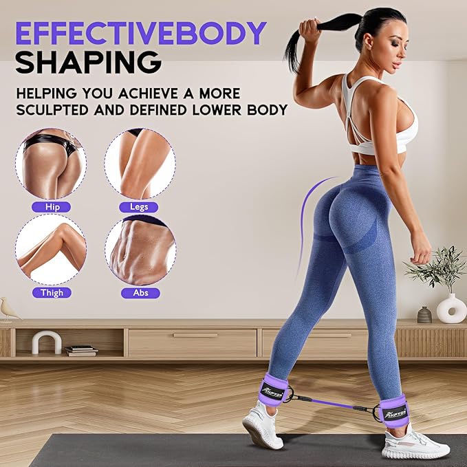 HPYGN Ankle Resistance Bands, Ankle Bands for Working Out with Cuffs, Resistance Bands for Leg Butt Training Workout Equipment for Kickbacks Hip Gluteus Training, Ankle Strap with Exercise Bands