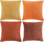 Fancy Homi 4 Packs Decorative Throw Pillow Covers for Living Room Couch Bed, Modern Farmhouse Boho Home Décor Accent Cushion Case, 24" x 24", Burnt Orange Series
