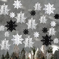 OuMuaMua Christmas Snowflake Decorations Indoor, 24PCS 3D Paper Snowflakes Hanging Ornaments Snowflake Garlands for Xmas Christmas Tree Winter Wonderland New Year Party Home Decorations
