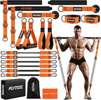 Pilates Bar Kit with Resistance Bands, Heavy Duty Pilates Equipment for Men, Training Bands with Handles for Legs, Hip, Back, Arm, Abs, Chest, Shoulders, Portable Home Gym Workout Equipment