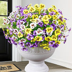 MARTINE MALL 12 Bundles Look Real Artificial Flowers for Outdoors, Realistic Fake Outdoor Flowers, UV Resistant Silk Pansy Flowers for Outside Faux Flower Plants for Outdoor Porch Garden, Mixed Colors