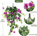 Artificial Flowers Faux Outdoor Plants Artificial Petunias for Outdoors Uv Resistant Fake Petunias Plants Hanging Flower Patio Decor Outside Basket Realistic Silk Plant No Pot(Purple 2pcs)