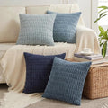 Fancy Homi 4 Packs Decorative Throw Pillow Covers for Living Room Couch Bed, Modern Farmhouse Boho Home Décor Accent Cushion Case, 22" x 22", Blue Series