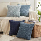 Fancy Homi 4 Packs Decorative Throw Pillow Covers for Living Room Couch Bed, Modern Farmhouse Boho Home Décor Accent Cushion Case, 26" x 26", Blue Series