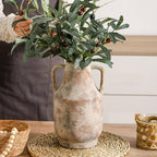 Mitt&Ditt Ceramic Flower Vase with Handles, 11 inch Tall Vase for Centerpieces, Large Decorative Terracotta Vases, Farmhouse Rustic Vases for Home Decor, Living Room, Table, Neutral