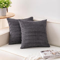 Aegero Pack of 2 Corduroy Decorative Throw Pillow Covers 20x20 InchSoft Striped Pillow Covers Modern Farmhouse Home Decor for Sofa Living Room Couch Bed（Dark Grey）