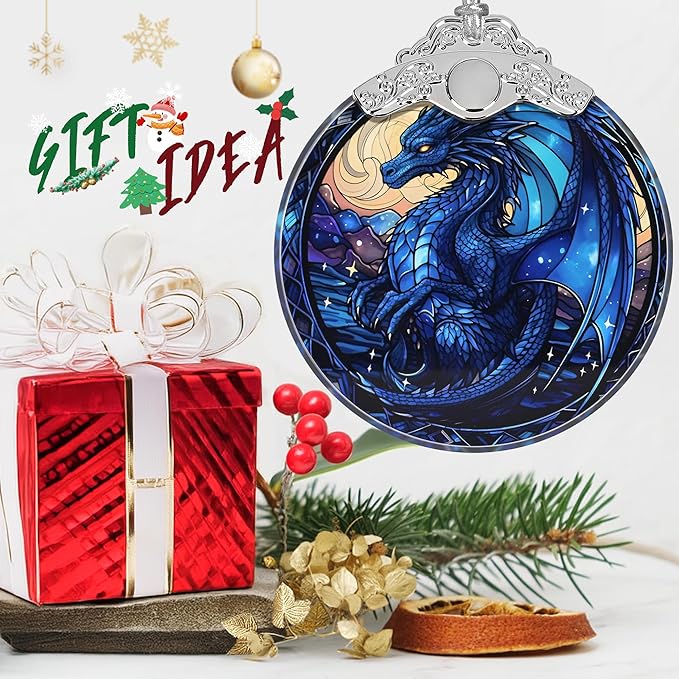 Beautiful Irina Dragon Stained Glass Orament - Christmas Ornament - Christmas Decorations for Tree - Holiday Present ldeas - Gift Exchange