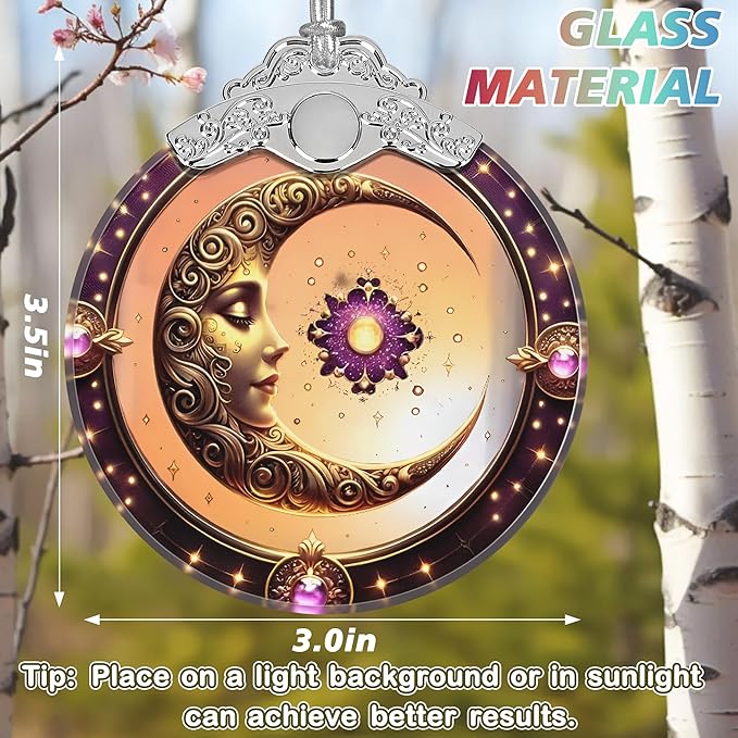 Sun and Moon Stained Glass Orament - Christmas Ornament - Christmas Decorations for Tree - Holiday Present ldeas - Gift Exchange