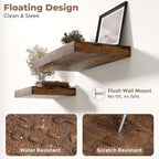 55 Inch Long Floating Shelves for Wall 2 Pack, 12"D Wood Grain Bathroom Shelves with Invisible Brackets, Easy Install Engineered Wood Storage Shelves for Kitchen, Living Room, Bedroom, Rustic Brown