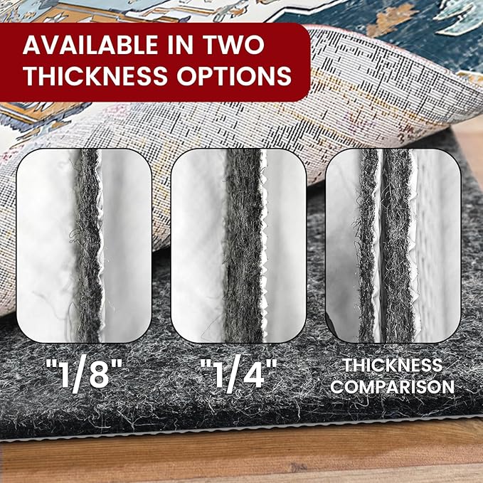 Waterproof Rug Pad, 5x8 ft Area Rug Non-Slip Carpet Pad, Non-Slip Rug Pads for All Floors and Finishes, Felt Pad for Hardwood Floors, Keeps Carpets in Place Soft and Safe