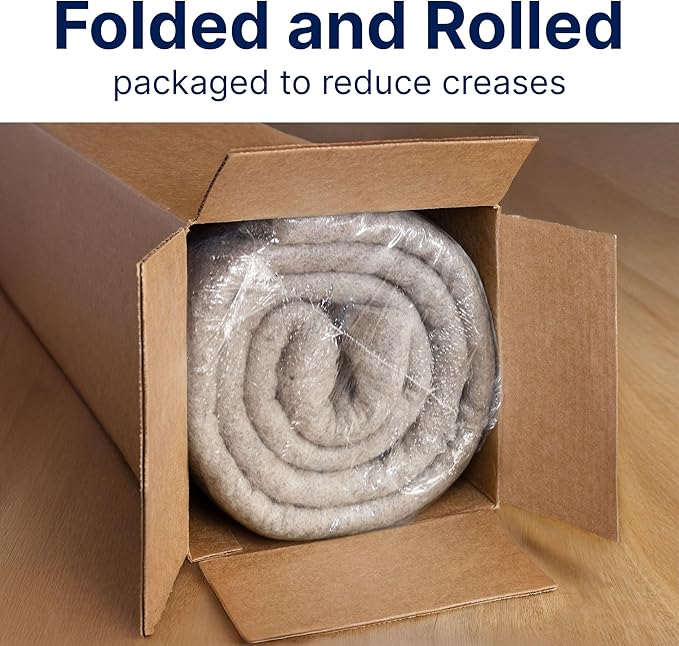 RUGPADUSA - Eco-Plush - 7'x10' - 1/2" Thick - 100% Felt - Luxurious Cushioned Rug Pad - Available in 3 Thicknesses, Many Custom Sizes