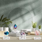 Weysat 4 Pack Clear Acrylic Display Stand, Metal 3 Peg Rock Display Easel Stands for Fossil Coral Crystal Geodes Rock Mineral Agate Small Collectibles Acrylic Holder(2”x2”x2”,Silver)