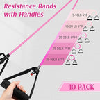 Shappy 10 Pcs Resistance Bands with Handles Exercise Stretch Bands for Exercise Woman Man Training Physical Therapy Workouts Fitness
