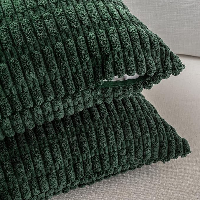 Fancy Homi 4 Packs Decorative Throw Pillow Covers for Living Room Couch Bed, Modern Farmhouse Boho Home Décor Accent Cushion Case, 16" x 16", Forest Green