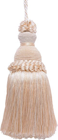 DÉCOPRO Beautiful Hand-Crafted 5" (12.5cm) Key Tassel, 3 1/2" (8.5cm) Loop # IKTJ, Seashell Ivory #5055 (White Ivory, Off White) Set of 10