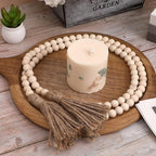 IMIKEYA Wooden Beads Garland: 3PCS Farmhouse Wood Bead Garland for Tiered Tray Farmhouse s Hanging Wood with Tassels Prayer Rustic s for Coffee Table Decor