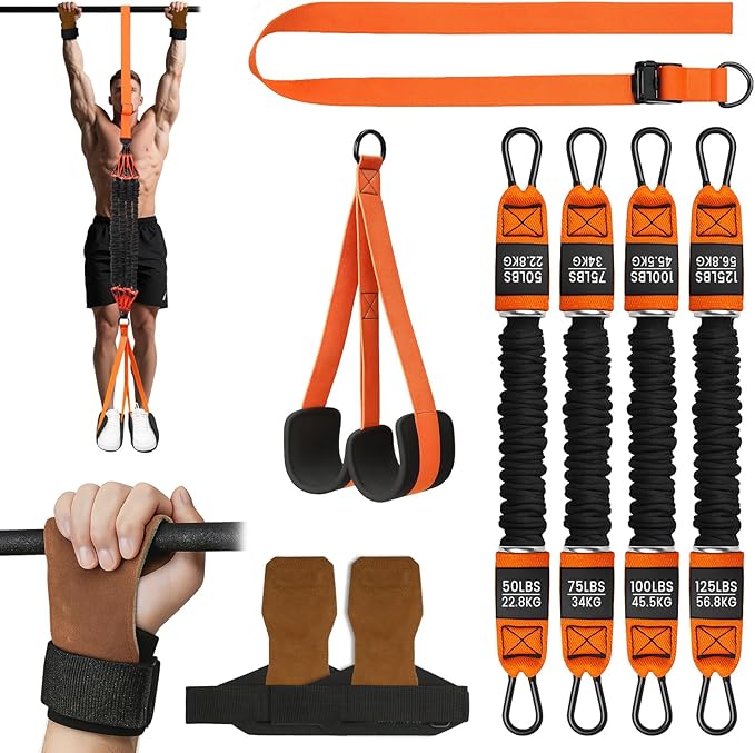 Pull Up Assistance Bands, Adjustable Heavy Duty Resistance Band for Pull Up Bar, Pull Up Assist Bands with Feet Rest for Strength Training, Home Fitness Workout Equipment, Height Adjustable