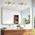 BONEWEI Gold Bathroom Mirror,60x36 inch Wall Mirror for Bathroom Wall Mounted,Round Rectangle Mirror for Bathroom Over Sink,Modern Frame for Home Decor Living Room,Bedroom Entryway,Horizontal/Vertical