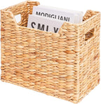 Magazines Holders, Handwoven Magazine Basket for Bathroom, Water Hyacinth Wicker Magazine Rack for Books, Files, Newspapers, Rectangular, 14.2 x 11.4 x 6.7 inch