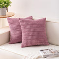 Aegero Pack of 2 Corduroy Decorative Throw Pillow Covers 20x20 Inch Soft Striped Pillow Covers Modern Farmhouse Home Decor for Sofa Living Room Couch Bed（Pink）