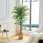 VECELO 2 Pack Fake Plants, Artificial Greenery Ficus Tree 5FT and Monstera Tree 4FT, Large Floor Plants for Home Decor, Indoor, Office, Living Room