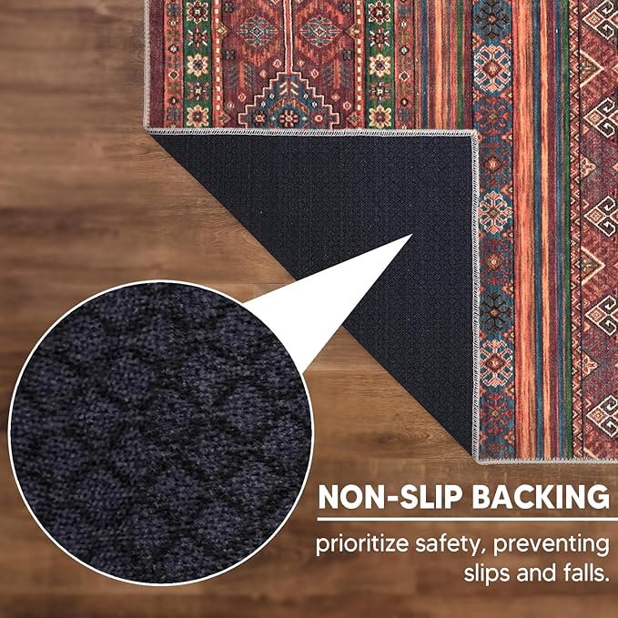 Keen Home Design 9x12 Rug - Machine Washable Area Rug with Non-Slip Backing, Ideal for Living Room, Dining Room, Bedroom - Vintage, Easy Clean, Durable, Low Pile Rug - (9' x 12')