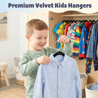 HOUSE DAY 11 Inch Velvet Baby Hangers 50 Pack Black, Premium Kids Hangers for Children/Infant/Toddler Clothes, Durable Non Slip Small Baby Felt Hanger for Closet, Ideal for Everyday Use