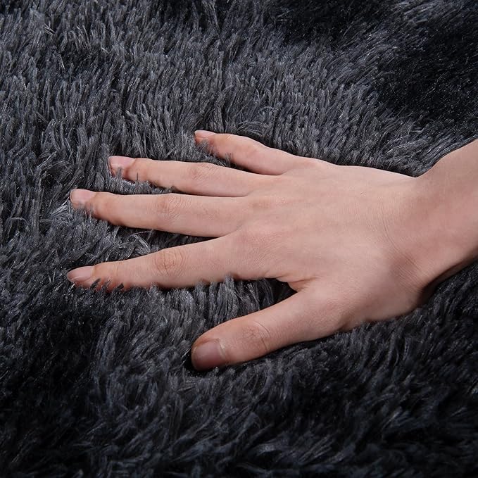 9x12 Area Rug for Living Room, Ultra Soft Large Shag Rug for Bedroom, Upgrade Non-Slip Plush Modern Fluffy Carpet for Kids Boys Girls Room Home Decor Aesthetic, Dark Grey
